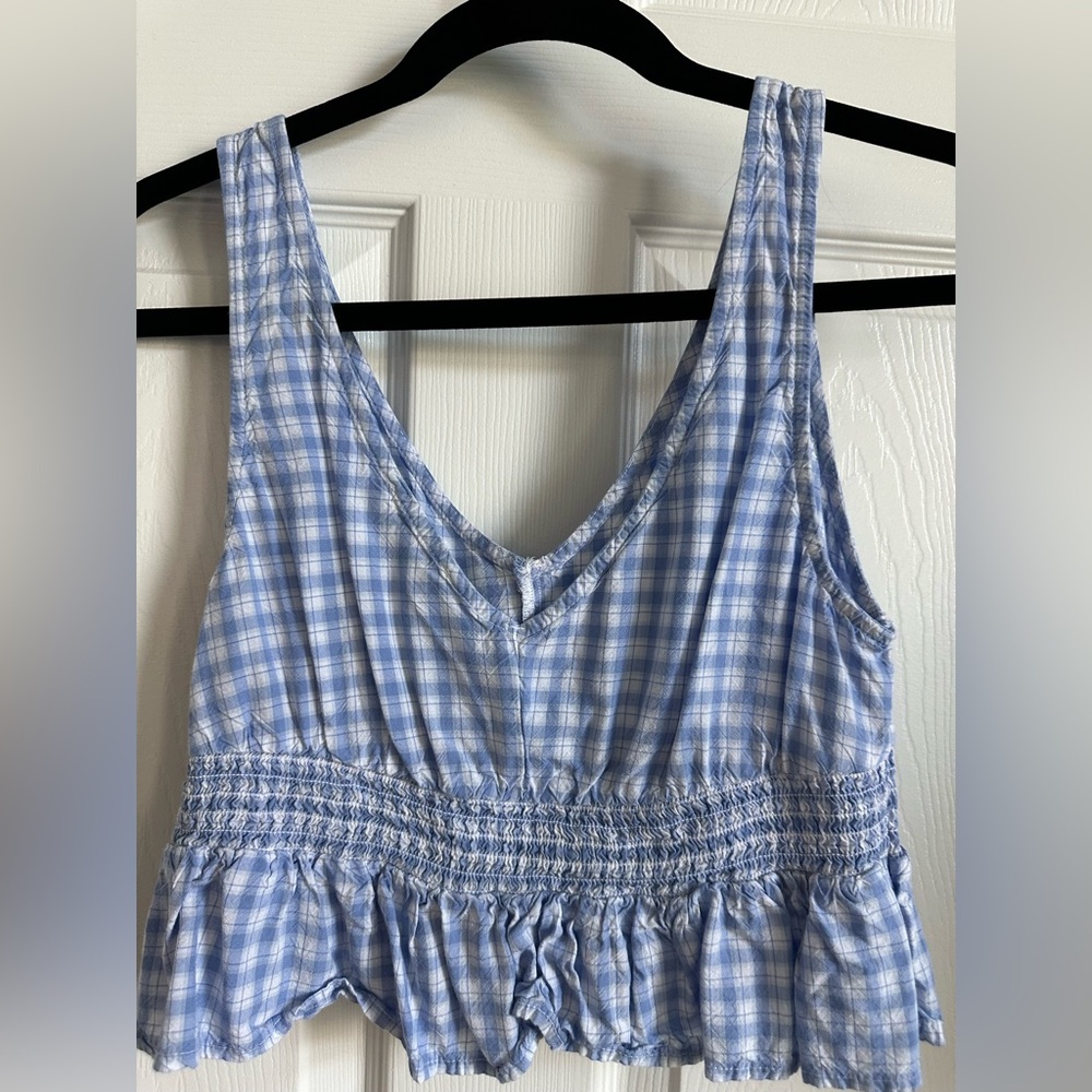 Hollister Light Blue and White Plaid Top - Picture 2 of 3